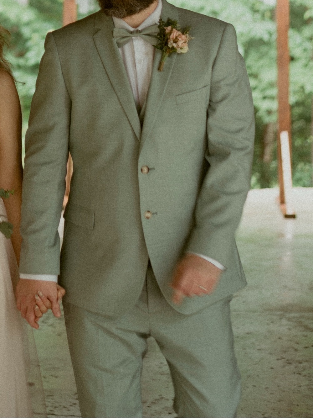 Sage Green Two-Button Suit Jacket, Vest & Trouser Set